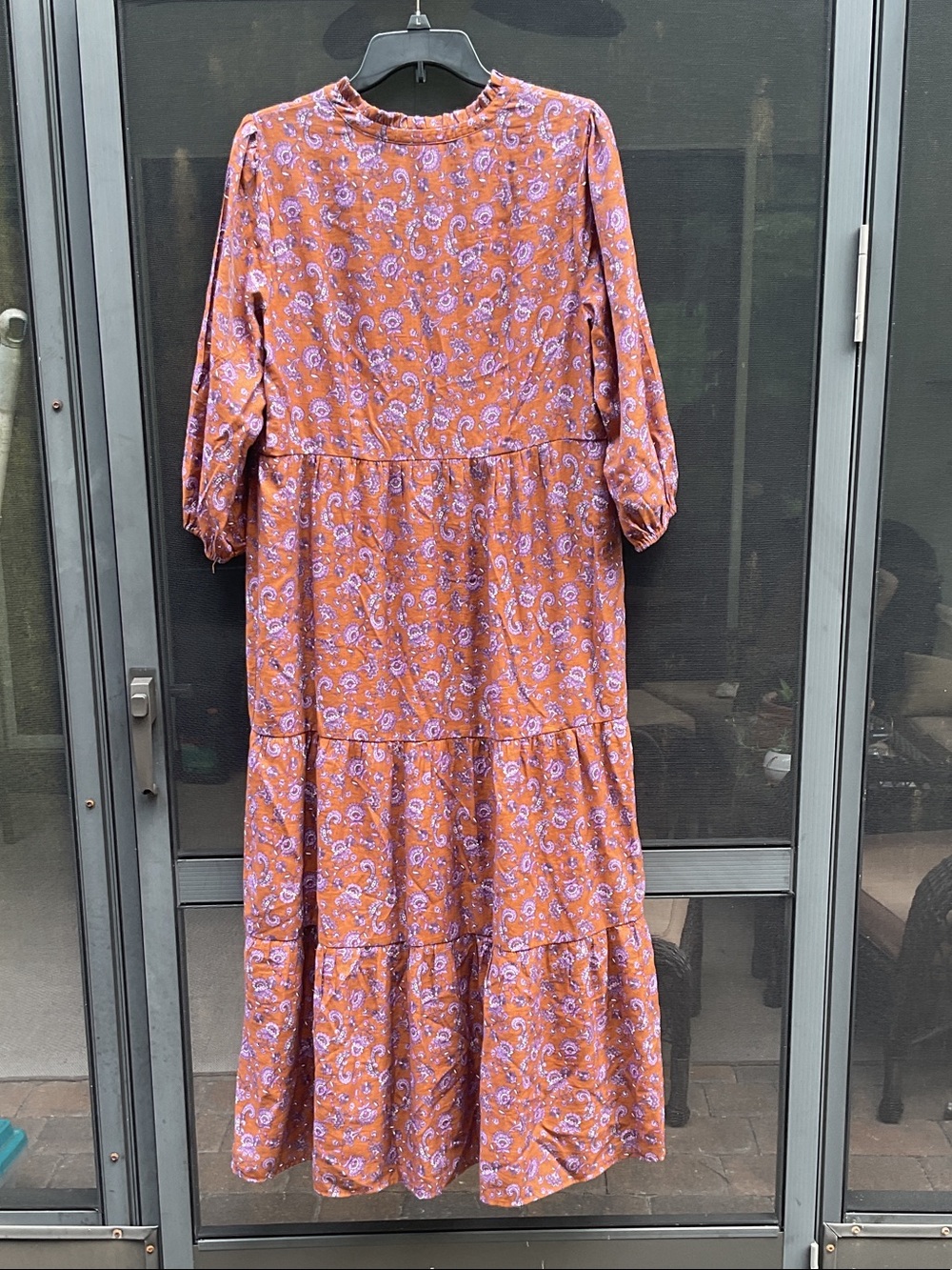 J. Jill Rust Paisley Tiered Maxi Dress - Picture 3 of 6